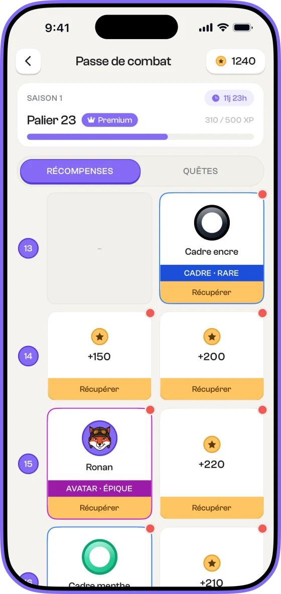 Le Passe de saison de Namedrop et ses paliers de récompenses