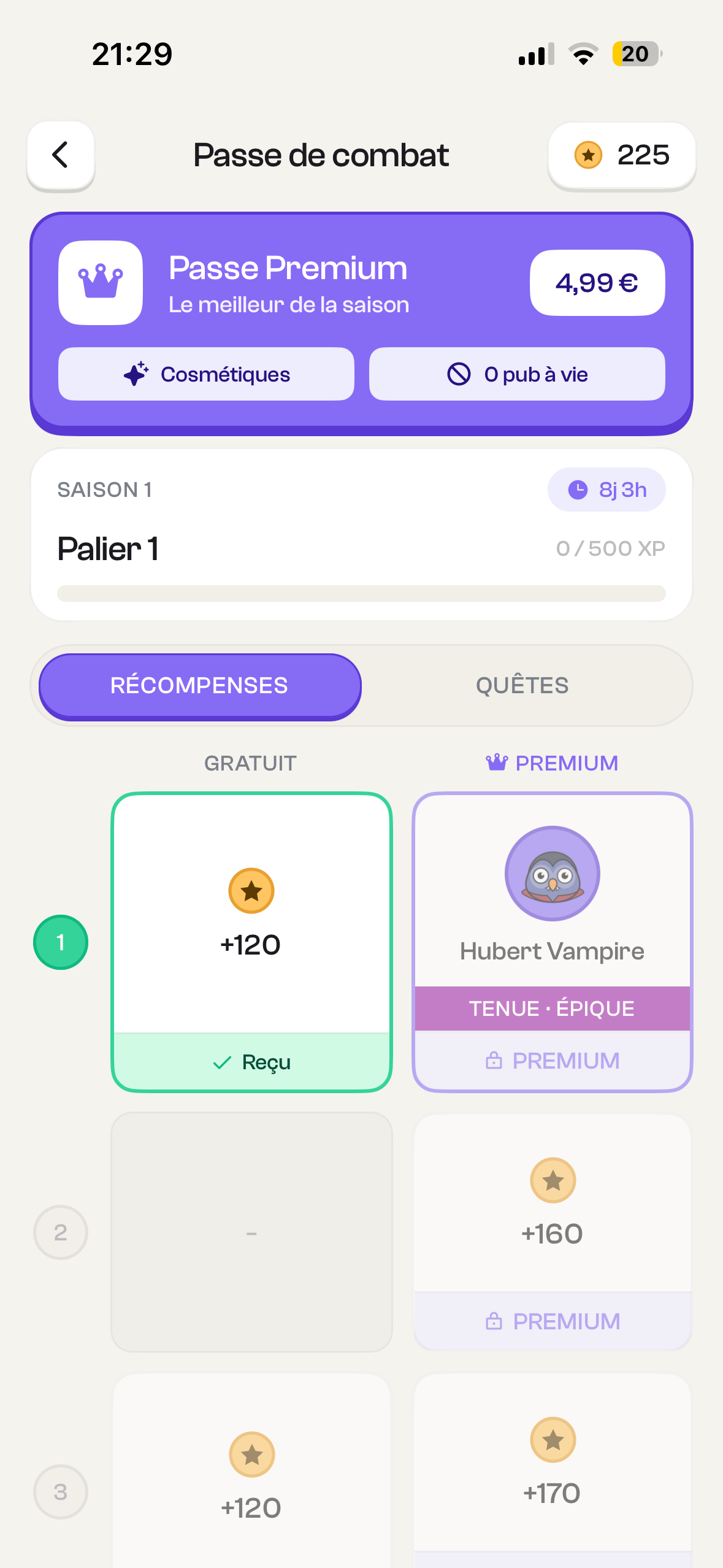 Le Passe de combat dans l'app Namedrop